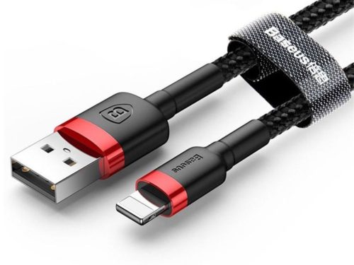 Baseus Cafule Lightning - USB-A adatkábel, 1m, fekete erősített