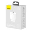 Baseus Compact gyorstöltő adapter 20W Type-C + USB, fehér