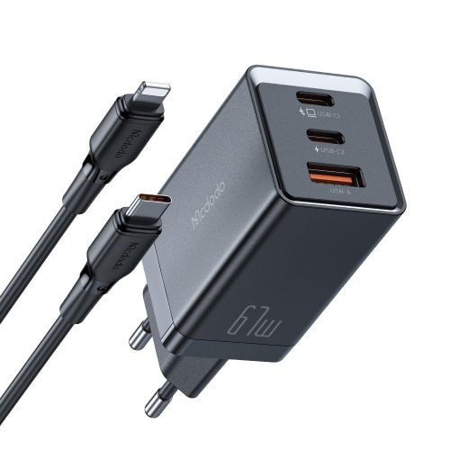 Mcdodo 67W töltő adapter 1.2M Lightning kábellel egyszerre három eszközhöz