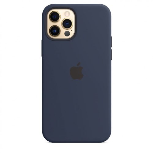 Apple MagSafe rögzítésű szilikontok ÉJKÉK iPhone 12 / 12 Pro