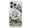 Guess Liquid Glitter Flower iPhone 16 Pro Max MagSafe kemény hátlap tok, bézs GUHMP16XLFMWTE