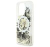 Guess Liquid Glitter Flower iPhone 16 Pro Max MagSafe kemény hátlap tok, bézs GUHMP16XLFMWTE