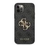 Guess PU 4G Metal Logo Apple iPhone 12/12 Pro hátlap tok, szürke