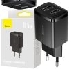 Baseus hálózati gyorstöltő, 2xUSB, 10.5W, fekete