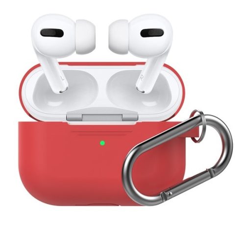 Phoner Simple Apple Airpods Pro szilikon tok akasztóval, piros