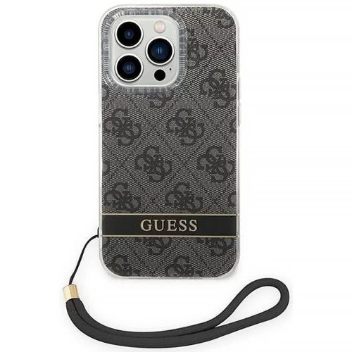 Guess 4G Print Strap Apple iPhone 14 Pro Max hátlap tok, fekete GUOHCP14XH4STK