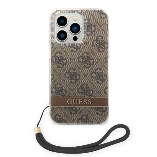 Guess 4G Print Strap Apple iPhone 14 Pro Max hátlap tok, barna GUOHCP14XH4STW