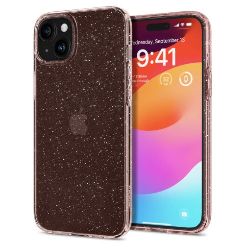 Spigen Liquid Crystal Glitter Apple iPhone 15 Pro Max tok, csillámos rózsaszín átlátszó