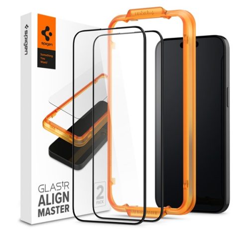 Spigen AlignMaster Glas.tR Apple iPhone 15, Tempered kijelzővédő fólia (2db)