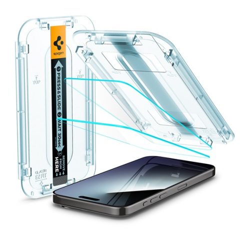 Spigen Glas.tR EZ Fit Apple iPhone 15 Pro, Tempered kijelzővédő fólia (2db)