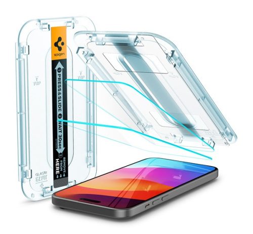 Spigen Glas.tR EZ Fit Apple iPhone 15, Tempered kijelzővédő fólia (2db)