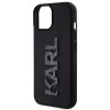 Karl Lagerfeld 3D Rubber Glitter Logo Apple iPhone 15 hátlap tok, fekete KLHCP15S3DMBKCK