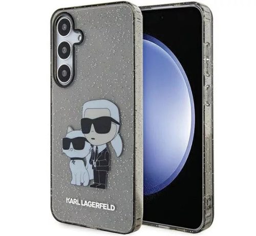 Karl Lagerfeld Glitter Karl&Choupette Samsung Galaxy S24 tok, fekete