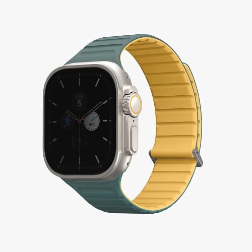 Uniq Revix Evo mágneses Apple Watch szíj, 49/45/44/42MM, zöld/ sárga