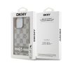 DKNY PU Leather Checkered Pattern and Stripe Apple Iphone 15 Pro tok, bézs DKHCP15LPCPTSSE