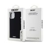 DKNY Liquid Silicone Silver Metal Logo Magsafe iPhone 15 hátlap tok, fekete DKHMP15SSMCHLK