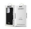 DKNY Liquid Silicone Silver Metal Logo Magsafe iPhone 15 Pro hátlap tok, fekete DKHMP15LSMCHLK