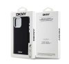 DKNY Liquid Silicone Silver Metal Logo Magsafe iPhone 15 Pro Max hátlap tok, fekete DKHMP15XSMCHLK