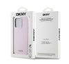 DKNY Liquid Silicone Silver Metal Logo Magsafe iPhone 15 Pro hátlap tok, rózsaszín DKHMP15LSMCHLP