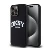 DKNY Liquid Silicone Arch Logo MagSafe iPhone 15 Pro Max hátlap tok, fekete DKHMP15XSNYACH