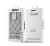 DKNY PU Leather Checkered Pattern and Stripe iPhone 13 Pro Max hátlap tok, bézs DKHCP13XPCPTSSE