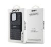 DKNY PU Leather Repeat Pattern Tonal Stripe iPhone 14 Pro hátlap tok, fekete DKHCP14LPRTHSLK