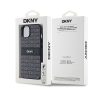 DKNY PU Leather Repeat Pattern Tonal Stripe Apple iPhone 14 hátlap tok, fekete DKHCP14SPRTHSLK