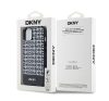 DKNY PU Leather Repeat Pattern Bottom Stripe Apple iPhone 14 Magsafe kompatibilis hátlap tok, fekete DKHMP14SPSOSPK