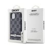 DKNY PU Leather Checkered Pattern and Stripe Apple iPhone 14 hátlap tok, fekete DKHCP14SPCPTSSK