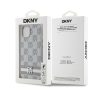 DKNY PU Leather Checkered Pattern and Stripe Apple iPhone 14 hátlap tok, bézs DKHCP14SPCPTSSE