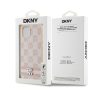 DKNY PU Leather Checkered Pattern and Stripe Apple iPhone 15 hátlap tok, rózsaszín DKHCP15SPCPTSSP