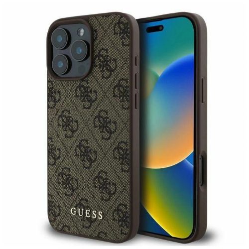 Guess 4G Classic Apple iPhone 16 Pro hátlap tok, barna GUHCP16LG4GFBR