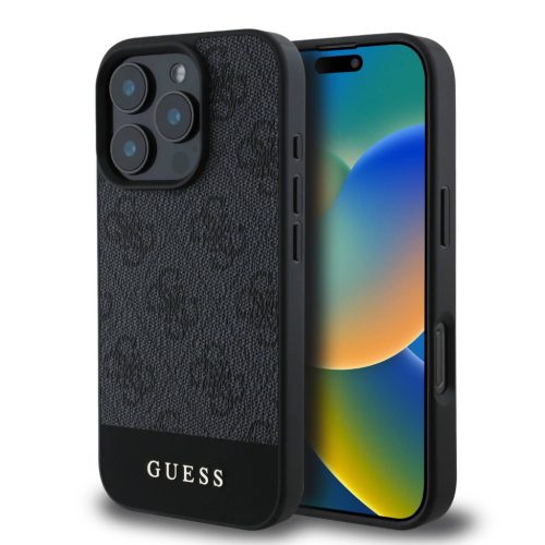 Guess 4G Bottom Stripe Apple iPhone 16 Pro hátlap tok, szürke GUHCP16LG4GLGR