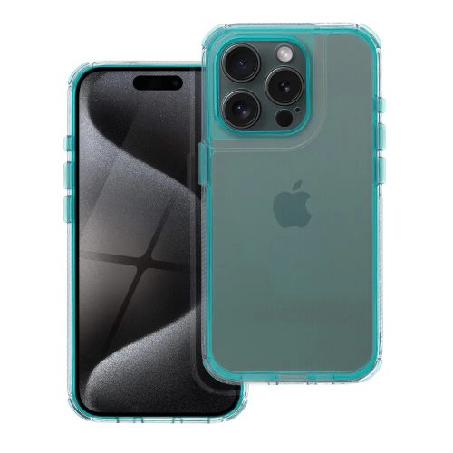 Matrix Apple iPhone 15 Pro Max hátlap tok kameravédő peremmel, zöld/menta