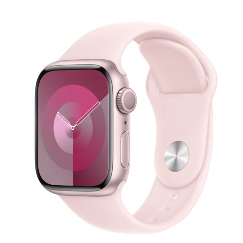 Apple Watch Series 9 GPS, 41 mm-es pink alumíniumtok, pink sportszíj – S/M