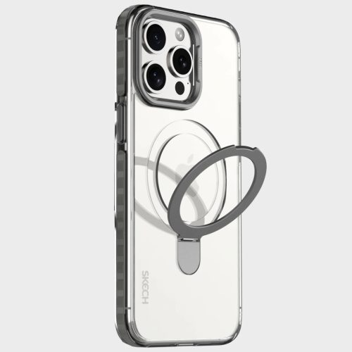 Skech GEO MagSafe Kitámasztós ütésálló iPhone 15 Pro Max tok, hátlap szürke