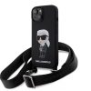 Karl Lagerfeld tok + crossbody strap fekete KLHCP15SSCBSKNK Apple Iphone 15 készülékhez